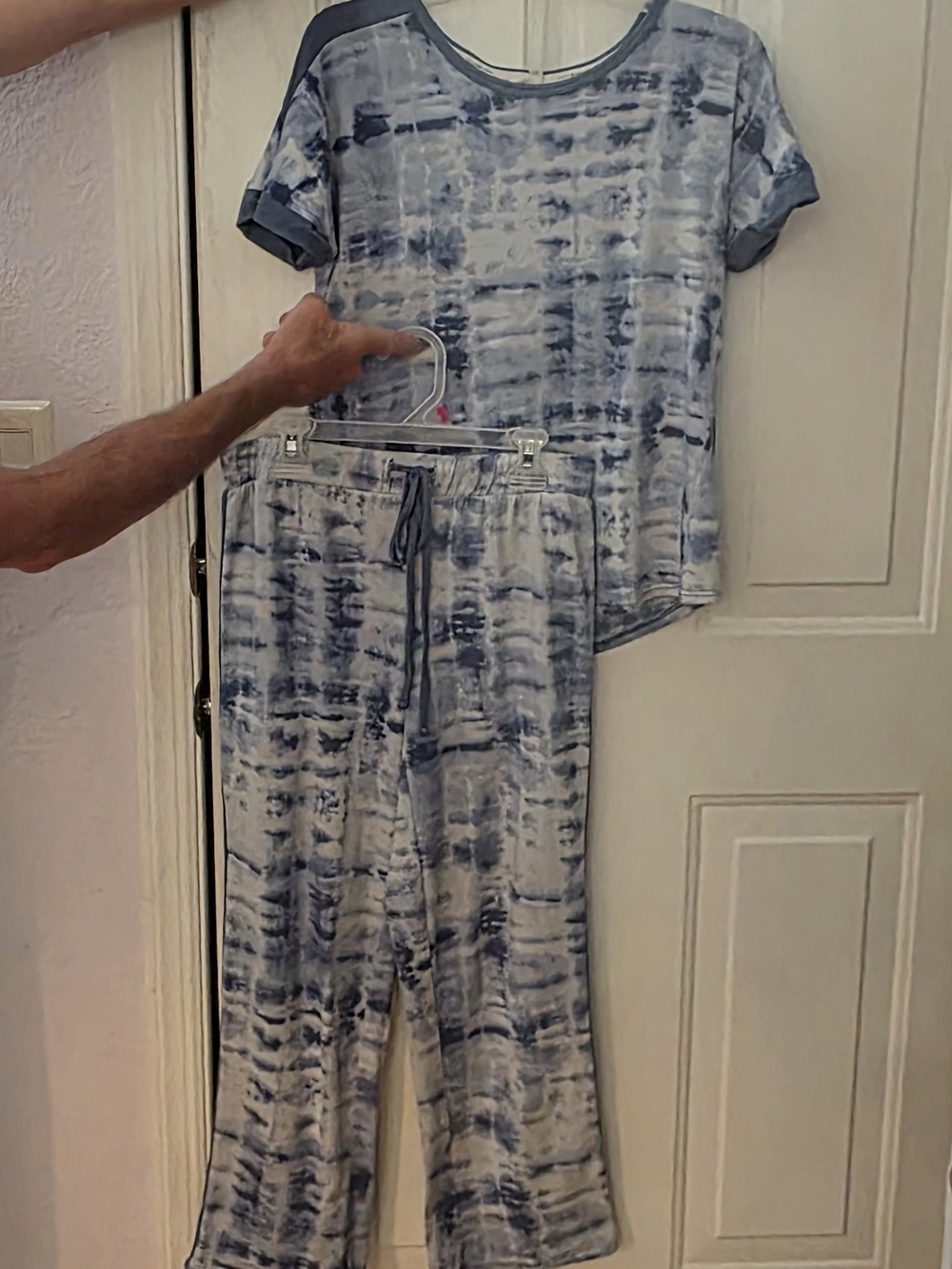 Lucky XS Womens  Blue Tie-Dye Pajama Set - Soft Short-Sleeve Top & Pants